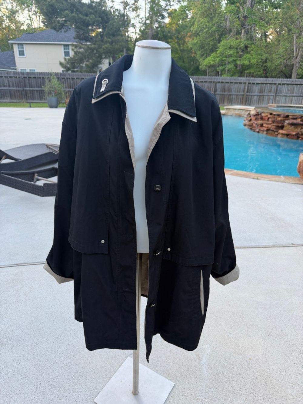 CS Signature Classic Black Women's Coat with Contrast Trim 2X